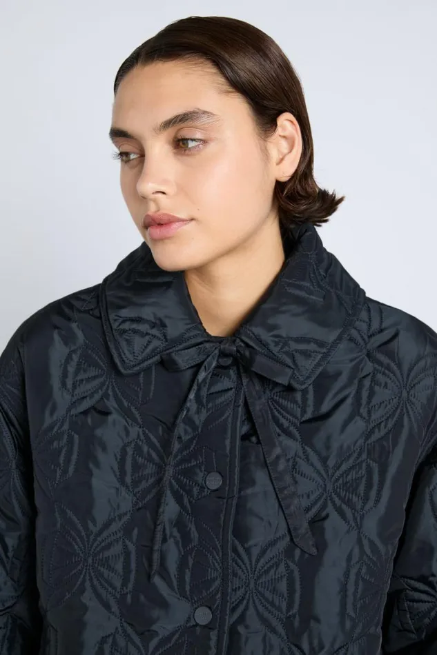 Women Damson Madder Jackets and Coats Aubrey Quilted Coat Black Bows