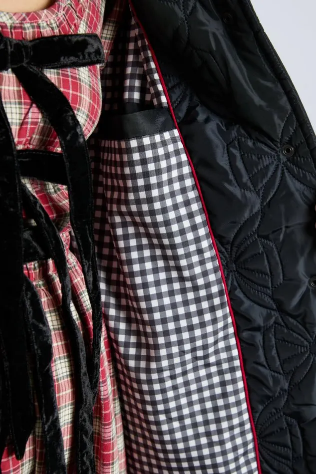 Women Damson Madder Jackets and Coats Aubrey Quilted Coat Black Bows