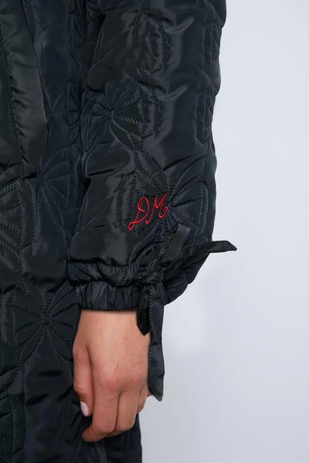 Women Damson Madder Jackets and Coats Aubrey Quilted Coat Black Bows