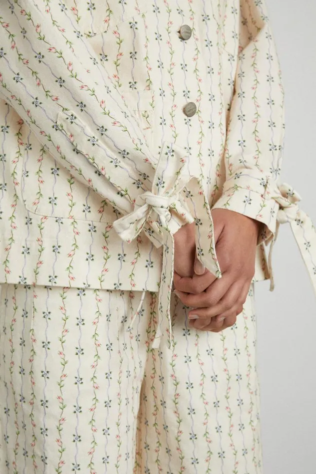 Women Damson Madder Jackets and Coats Goodnature Denim Shacket 8211 Floral Stripe