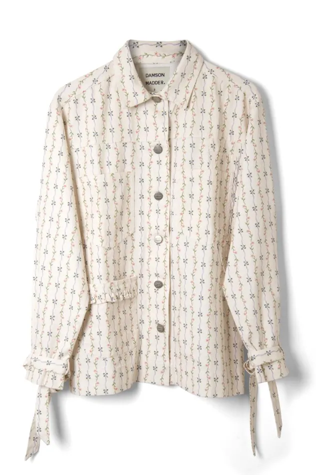Women Damson Madder Jackets and Coats Goodnature Denim Shacket 8211 Floral Stripe