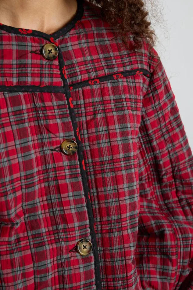 Women Damson Madder Jackets and Coats Macy Quilted Jacket 8211 Red Check