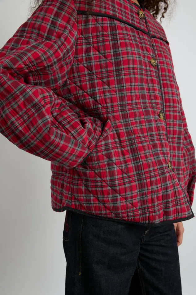 Women Damson Madder Jackets and Coats Macy Quilted Jacket 8211 Red Check
