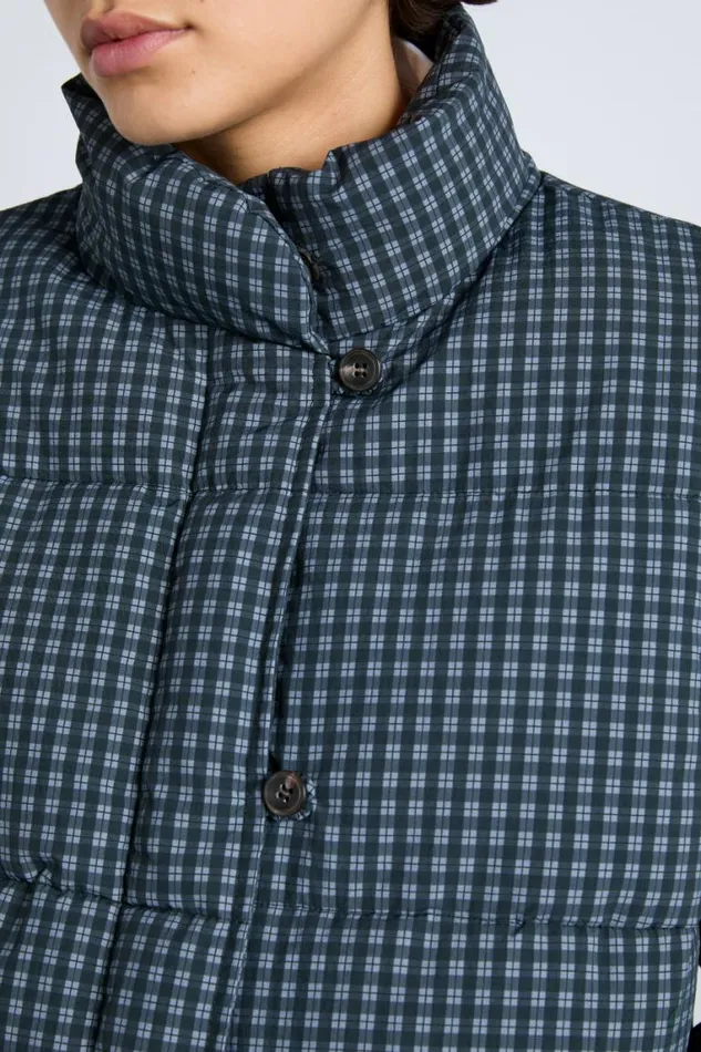 Women Damson Madder Jackets and Coats Pearl Check Puffer 8211 Navy Gingham