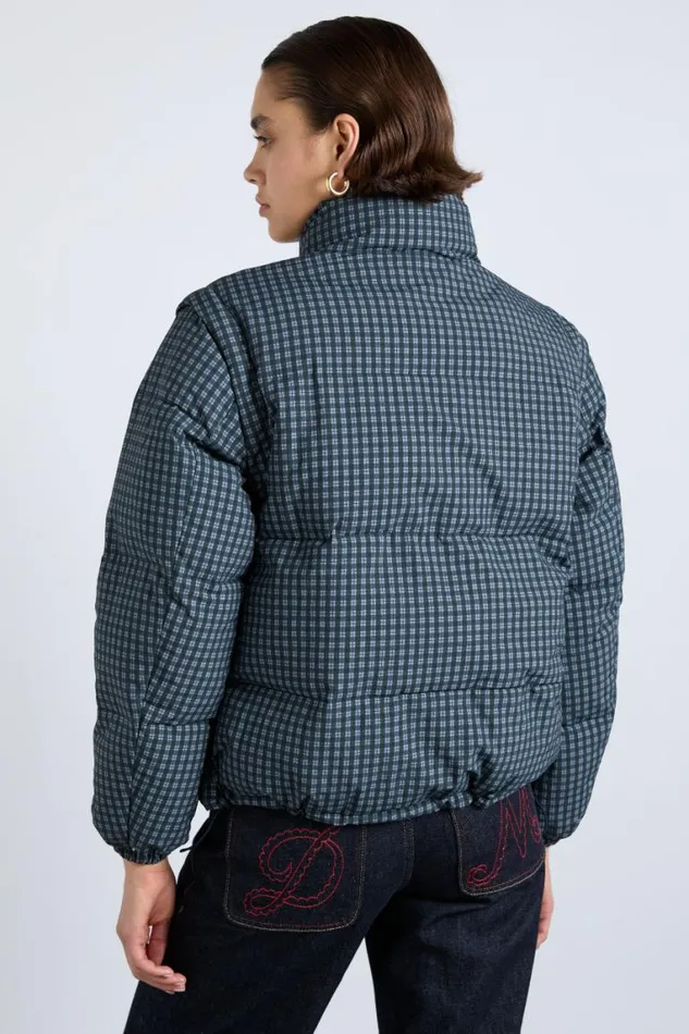 Women Damson Madder Jackets and Coats Pearl Check Puffer 8211 Navy Gingham