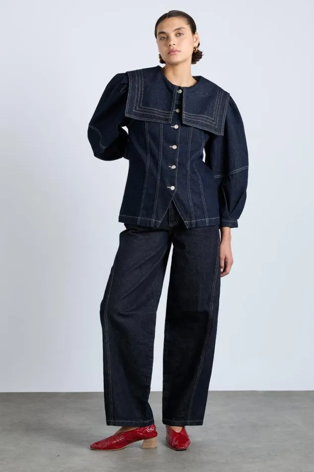 Women Damson Madder Jackets and Coats Sailor Denim Jacket 8211 Dark Indigo