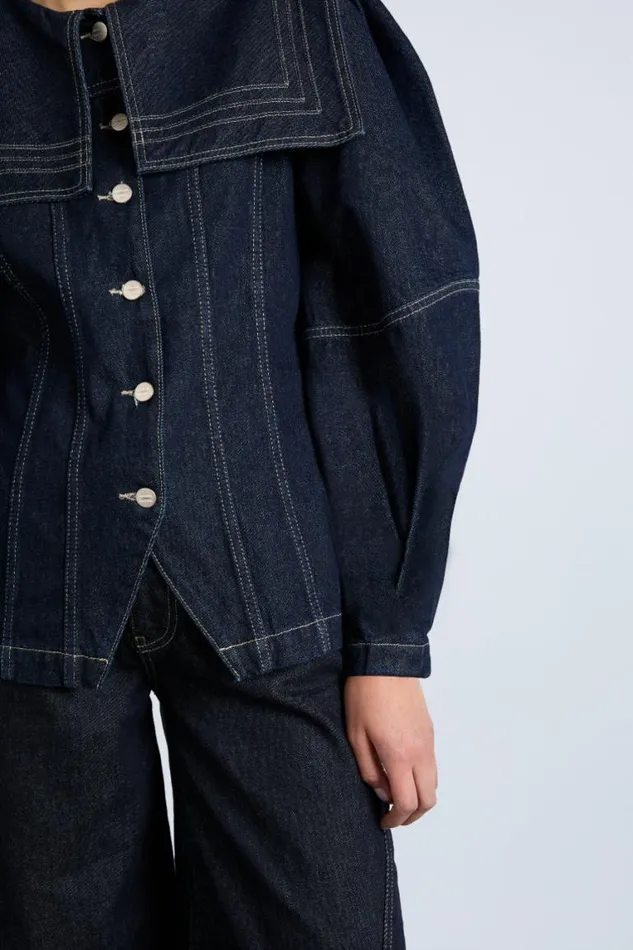 Women Damson Madder Jackets and Coats Sailor Denim Jacket 8211 Dark Indigo