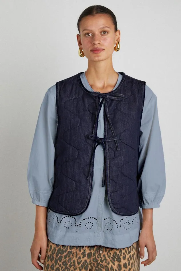Women Damson Madder Jackets and Coats Tilly Gilet 8211 Indigo Organic Denim
