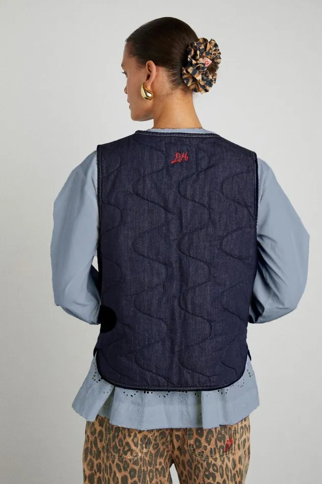 Women Damson Madder Jackets and Coats Tilly Gilet 8211 Indigo Organic Denim