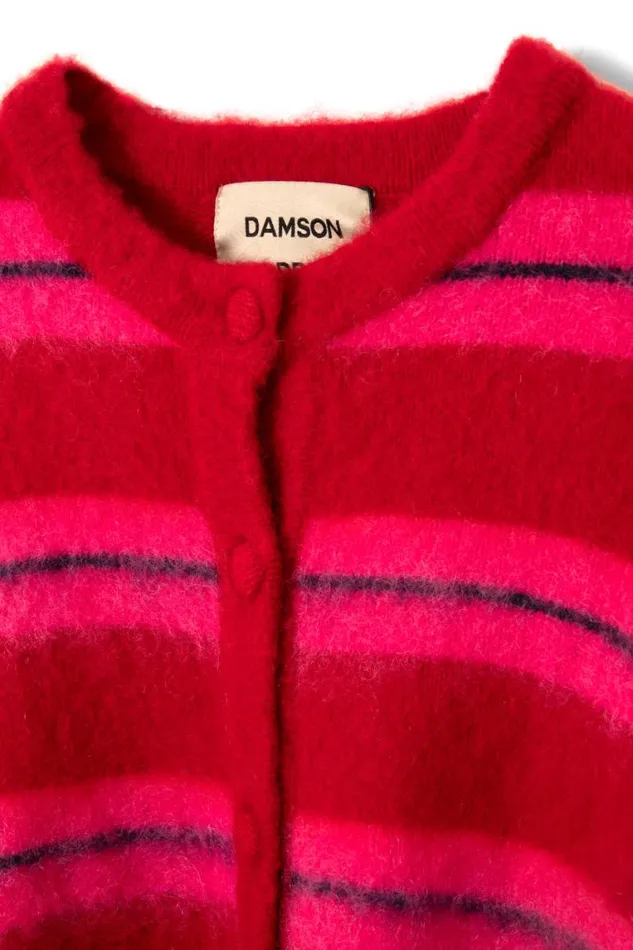 Women Damson Madder Knitwear Cece Stripe Cardigan 8211 Red and Pink Stripe
