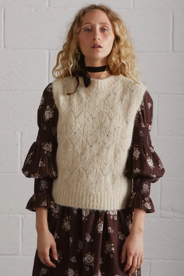 Women Damson Madder Knitwear Evie Pointelle Knit Tank