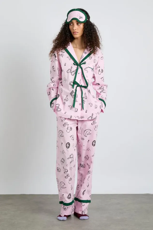 Women Damson Madder Nightwear Antonella Pj Set 8211 Pink Sleep Symbols
