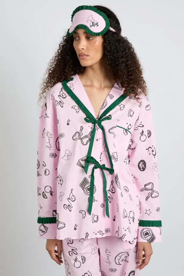 Women Damson Madder Nightwear Antonella Pj Set 8211 Pink Sleep Symbols