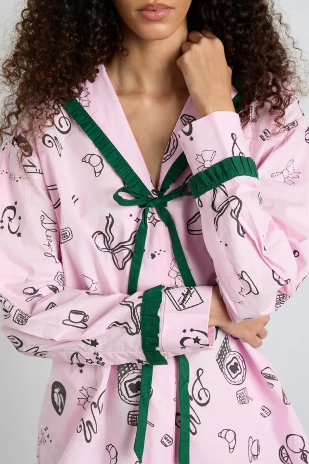 Women Damson Madder Nightwear Antonella Pj Set 8211 Pink Sleep Symbols