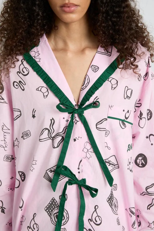 Women Damson Madder Nightwear Antonella Pj Set 8211 Pink Sleep Symbols