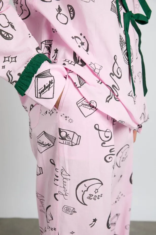 Women Damson Madder Nightwear Antonella Pj Set 8211 Pink Sleep Symbols