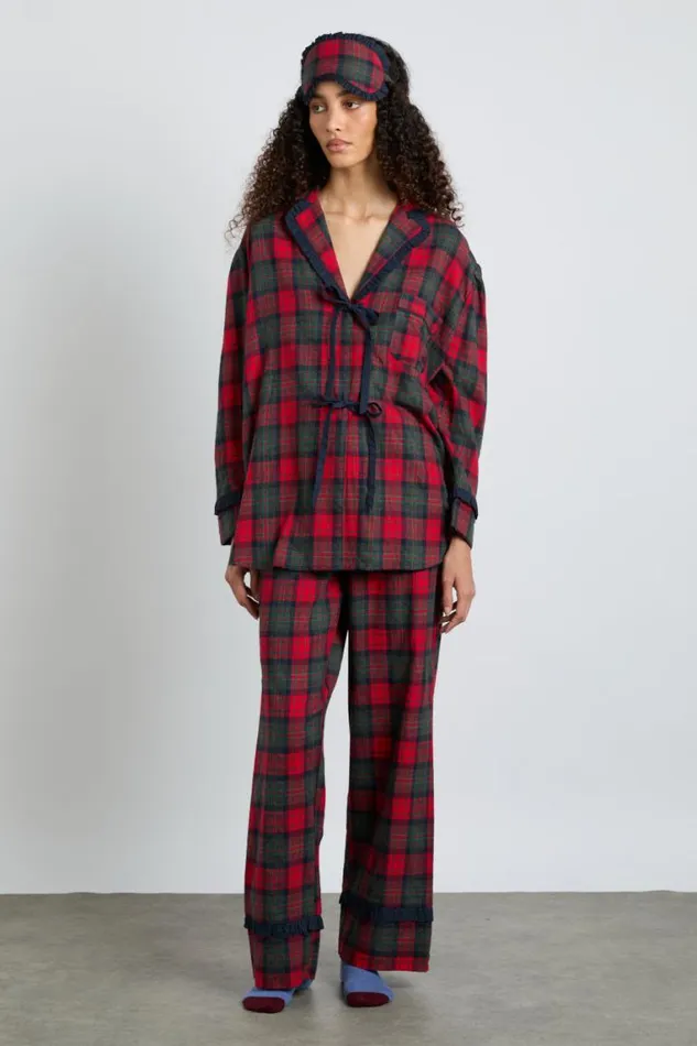 Women Damson Madder Nightwear Antonella Pj Set Red Tartan