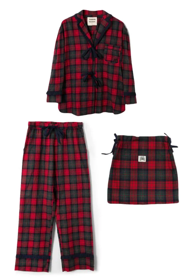 Women Damson Madder Nightwear Antonella Pj Set Red Tartan