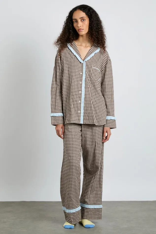 Women Damson Madder Nightwear Antonia Pj Set Brown Gingham