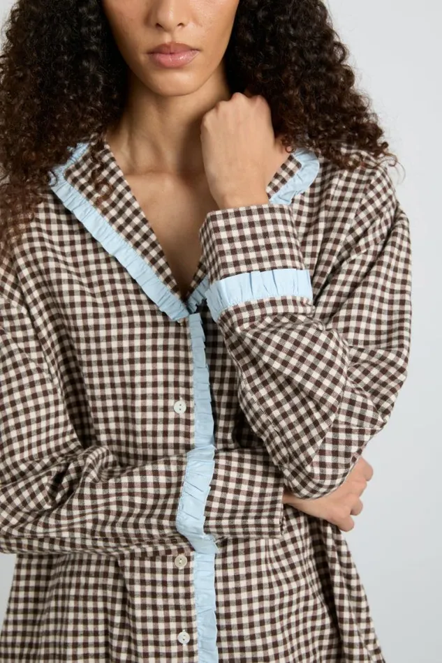 Women Damson Madder Nightwear Antonia Pj Set Brown Gingham