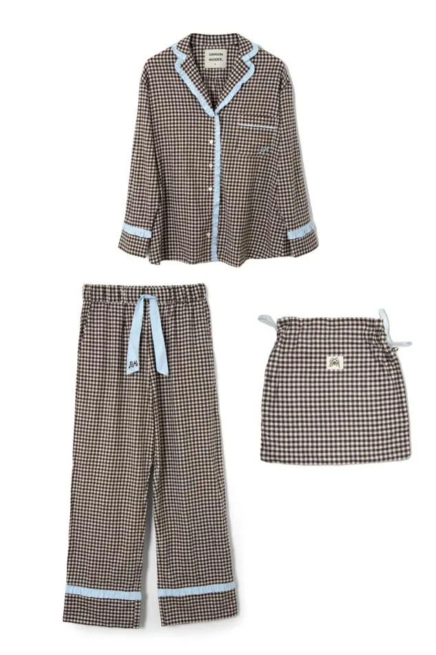 Women Damson Madder Nightwear Antonia Pj Set Brown Gingham