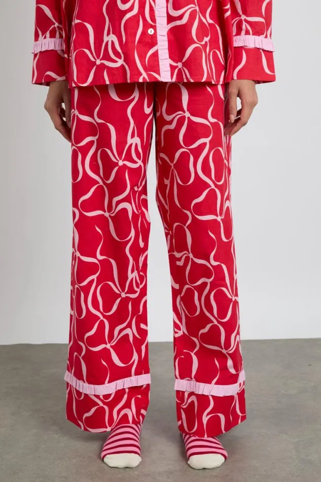 Women Damson Madder Nightwear Antonia Pj Set Red Bows