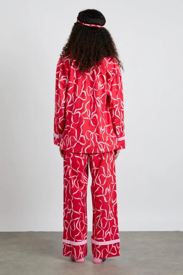 Women Damson Madder Nightwear Antonia Pj Set Red Bows