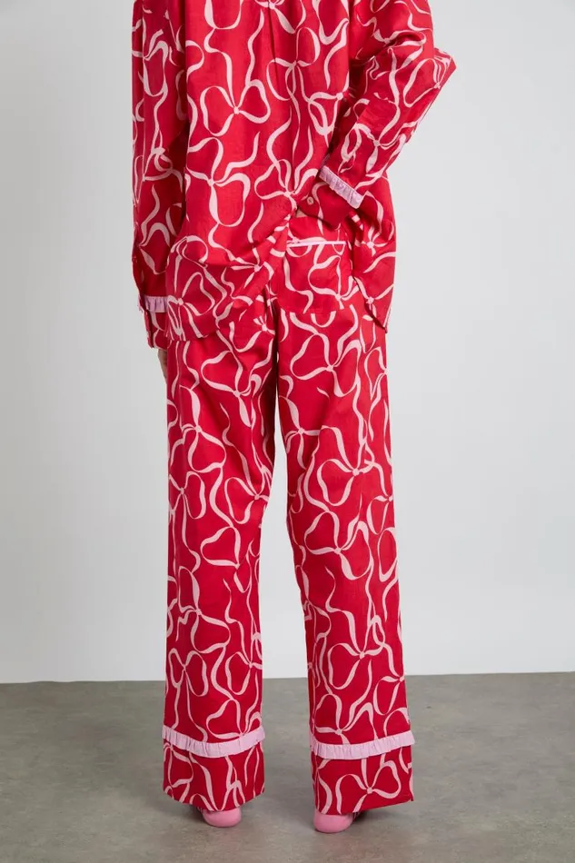 Women Damson Madder Nightwear Antonia Pj Set Red Bows