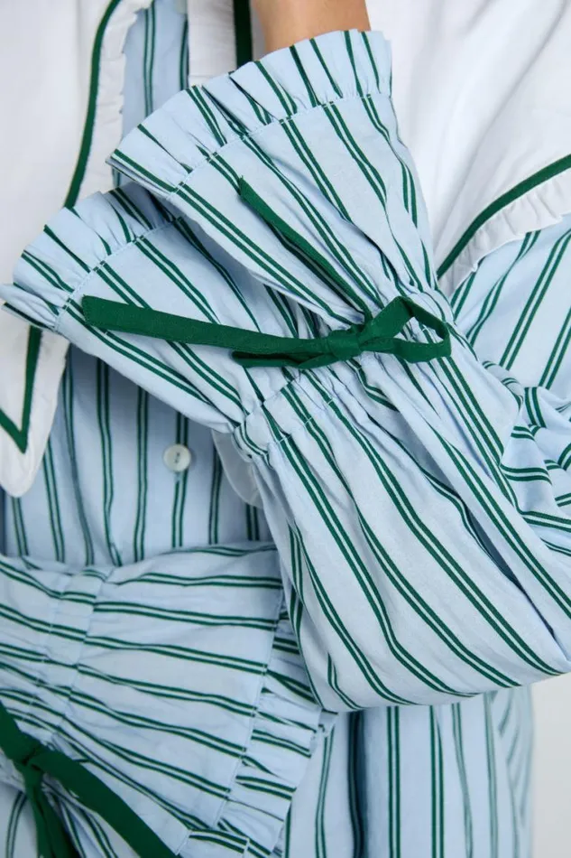 Women Damson Madder Nightwear Barbara Pj Set Blue Stripe