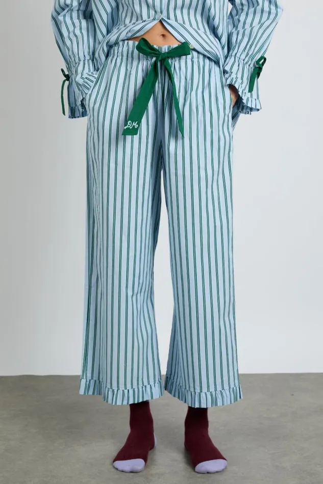 Women Damson Madder Nightwear Barbara Pj Set Blue Stripe