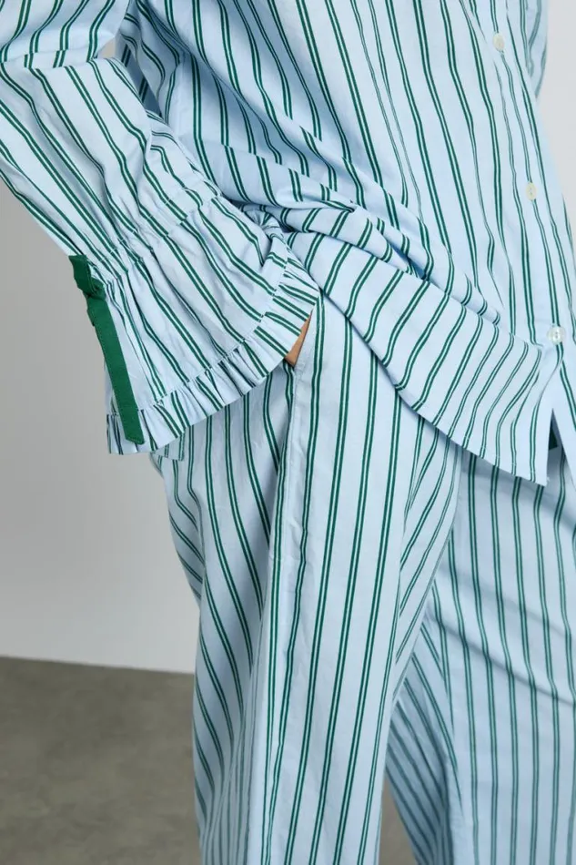 Women Damson Madder Nightwear Barbara Pj Set Blue Stripe