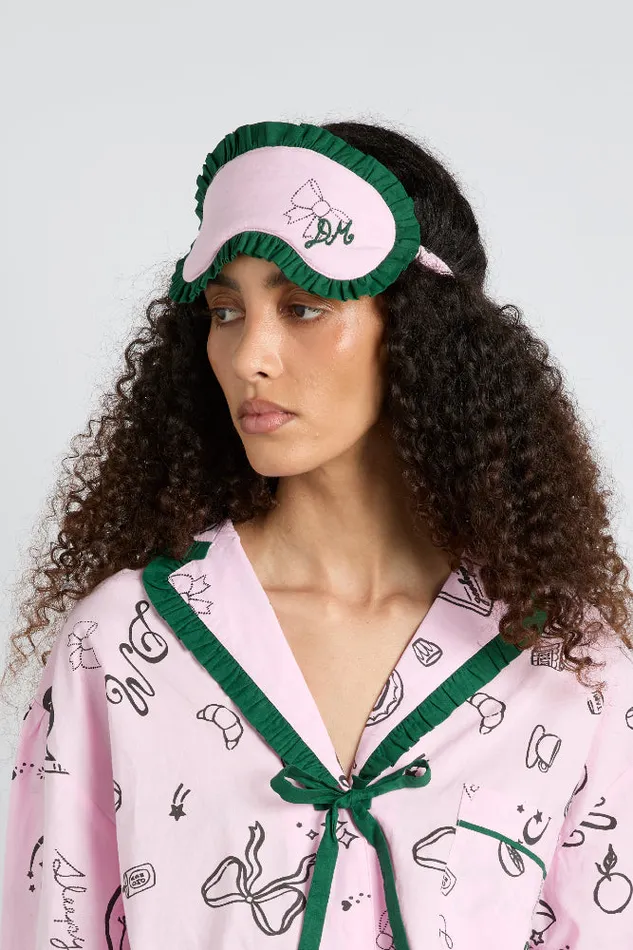 Women Damson Madder Nightwear Damson Pj Eye Mask 8211 Pink Symbols