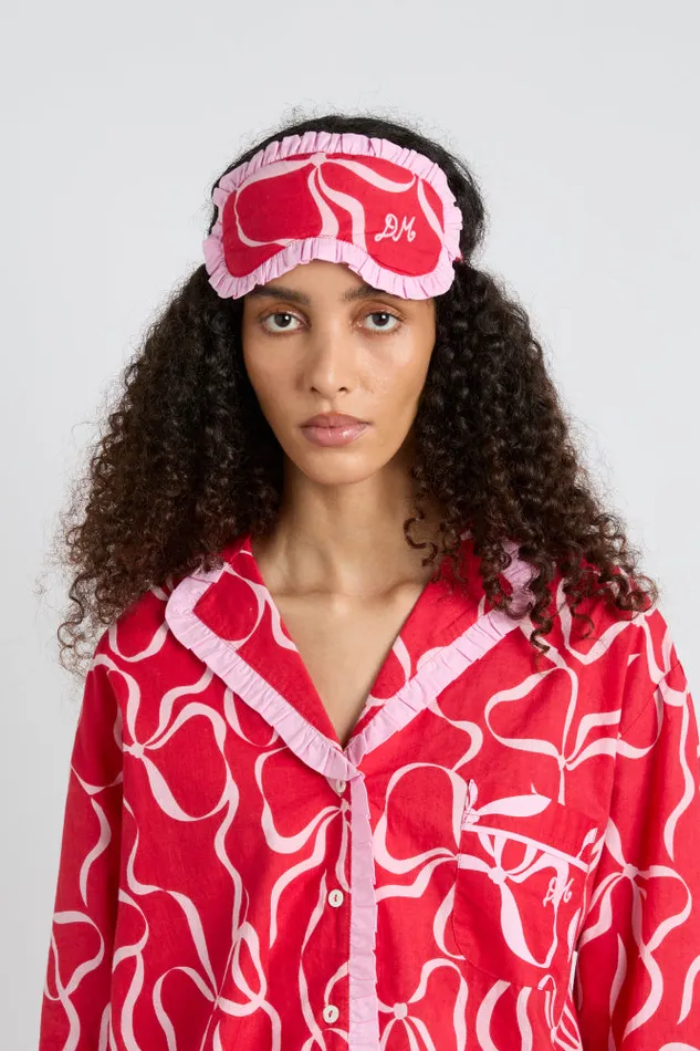Women Damson Madder Nightwear Damson Pj Eye Mask 8211 Red Bows