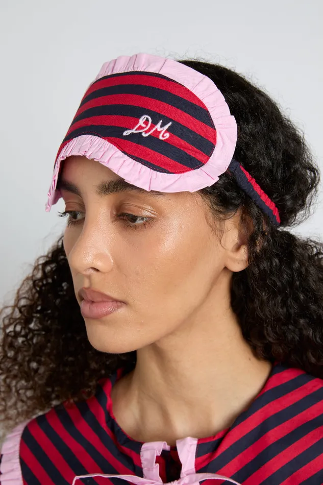 Women Damson Madder Nightwear Damson Pj Eye Mask 8211 Rednavy Stripe