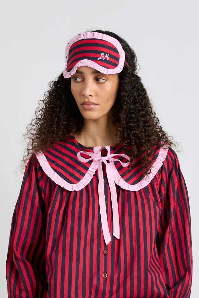Women Damson Madder Nightwear Damson Pj Eye Mask 8211 Rednavy Stripe