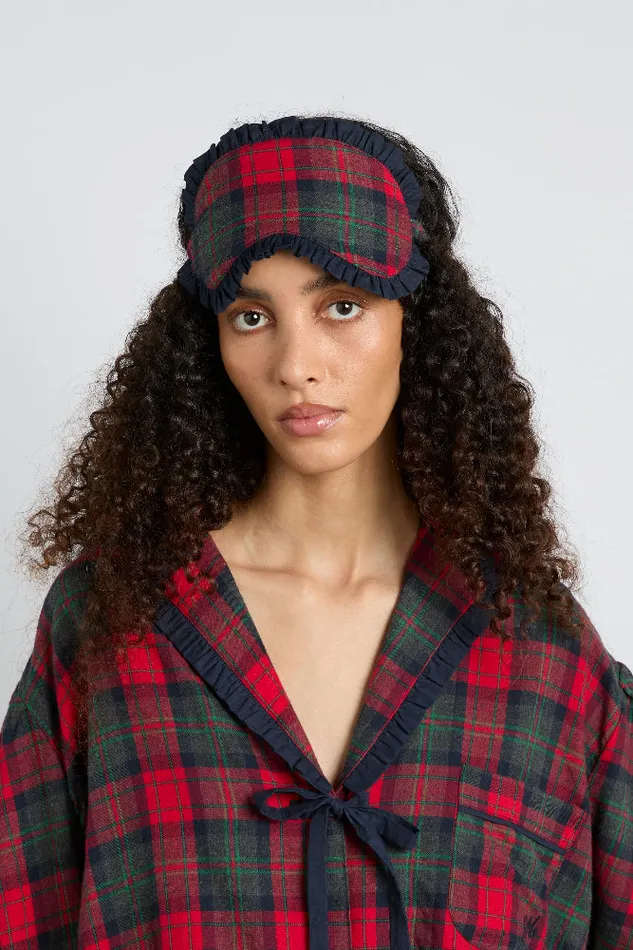 Women Damson Madder Nightwear Damson Pj Eye Mask 8211 Red Tartan