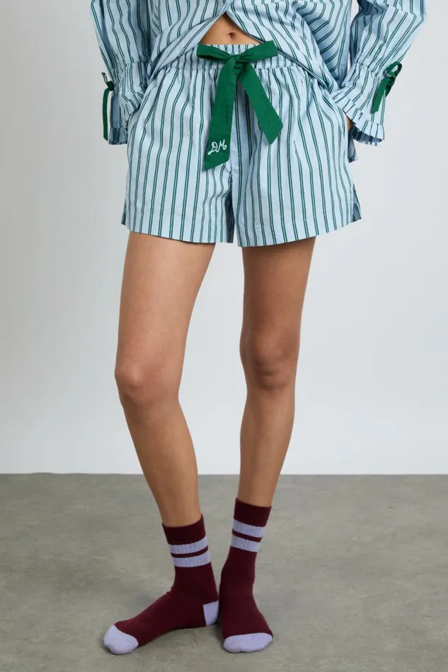 Women Damson Madder Nightwear Krissy Pj Boxer 8211 Blue Stripe