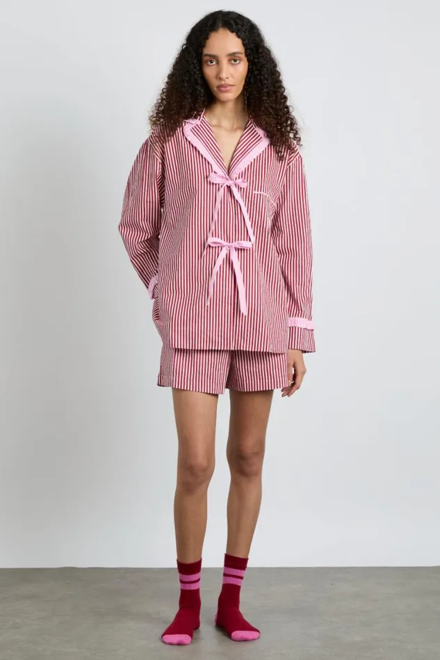 Women Damson Madder Nightwear Krissy Pj Boxer 8211 Red Stripe