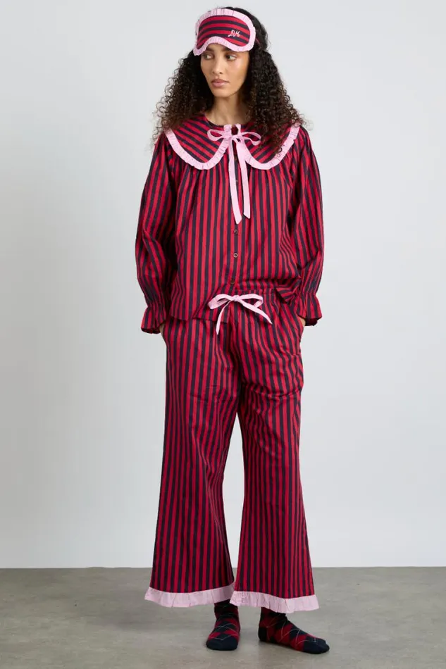 Women Damson Madder Nightwear Maria Pj Set Rednavy Stripe