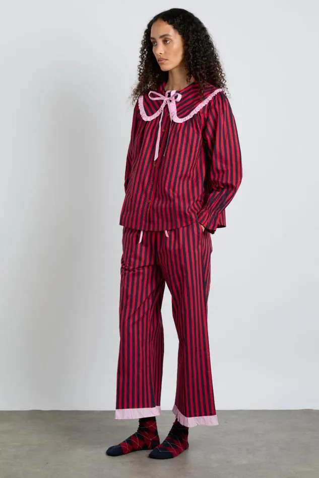 Women Damson Madder Nightwear Maria Pj Set Rednavy Stripe