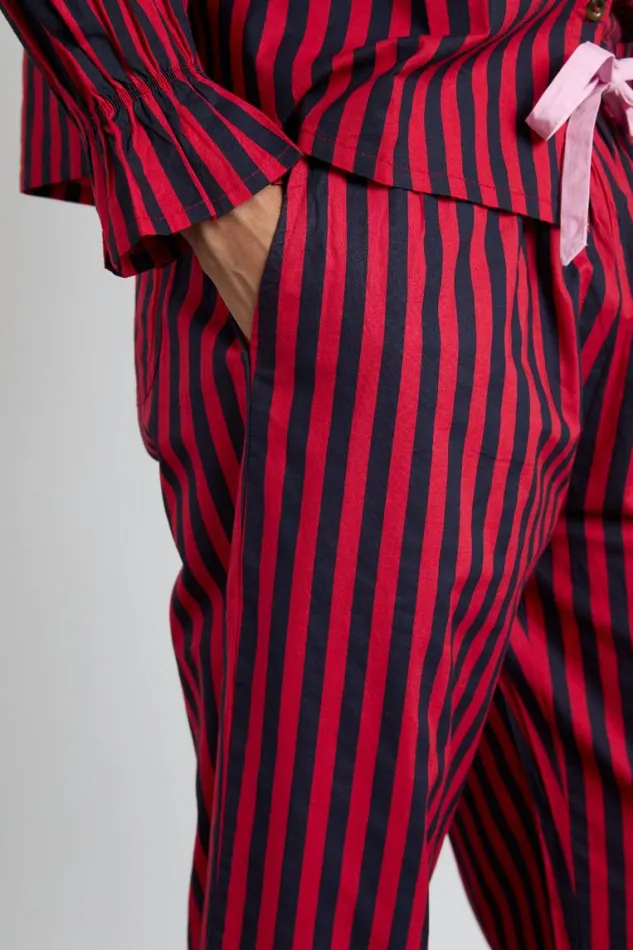 Women Damson Madder Nightwear Maria Pj Set Rednavy Stripe