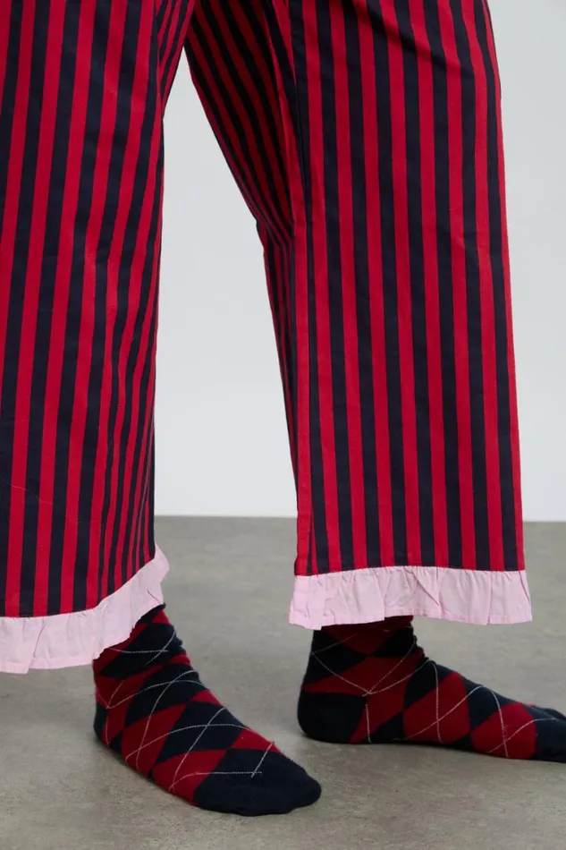 Women Damson Madder Nightwear Maria Pj Set Rednavy Stripe