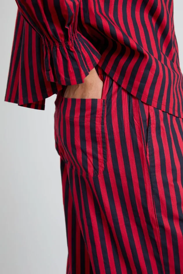 Women Damson Madder Nightwear Maria Pj Set Rednavy Stripe