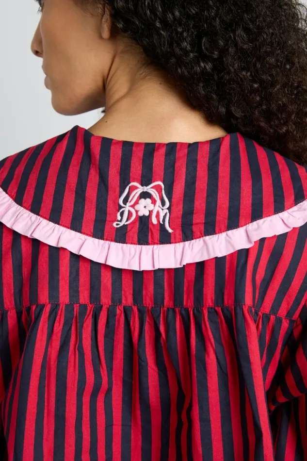 Women Damson Madder Nightwear Maria Pj Set Rednavy Stripe