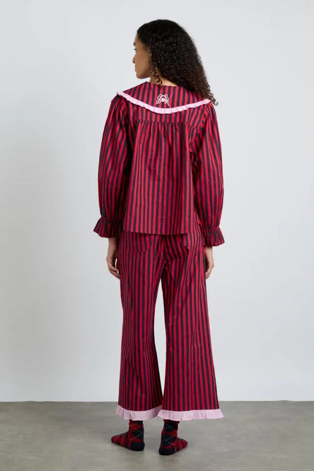 Women Damson Madder Nightwear Maria Pj Set Rednavy Stripe
