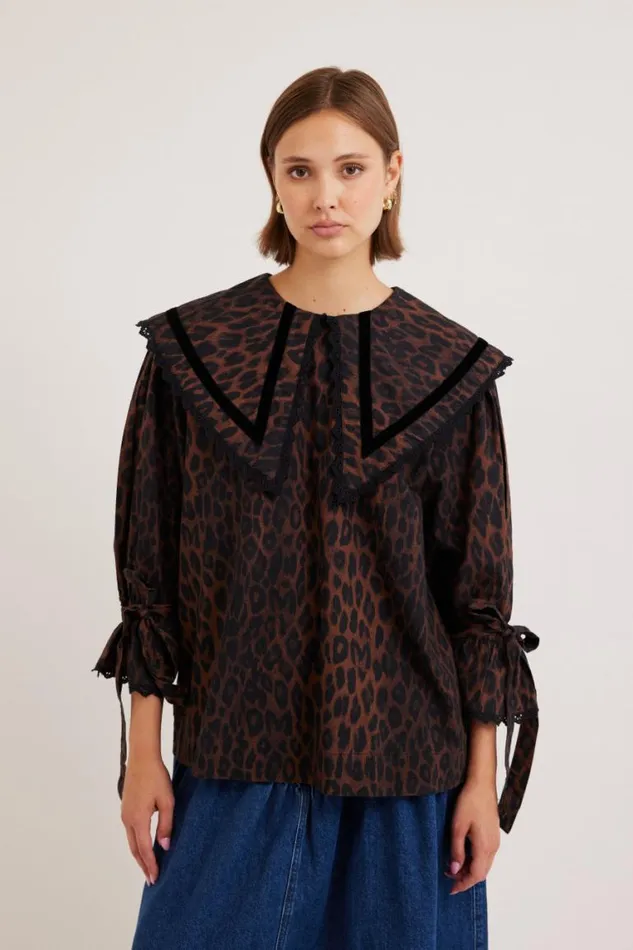 Women Damson Madder Occasion Wear Candice Blouse 8211 Leopard