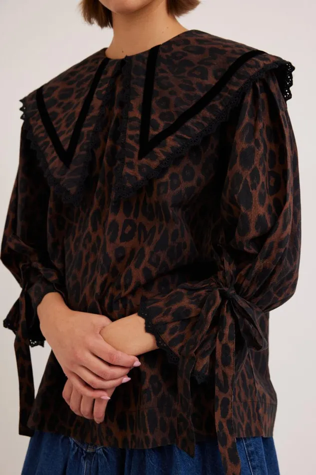 Women Damson Madder Occasion Wear Candice Blouse 8211 Leopard