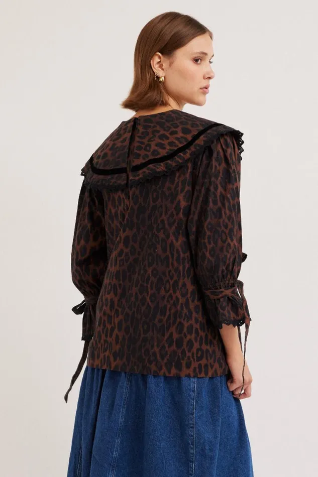 Women Damson Madder Occasion Wear Candice Blouse 8211 Leopard