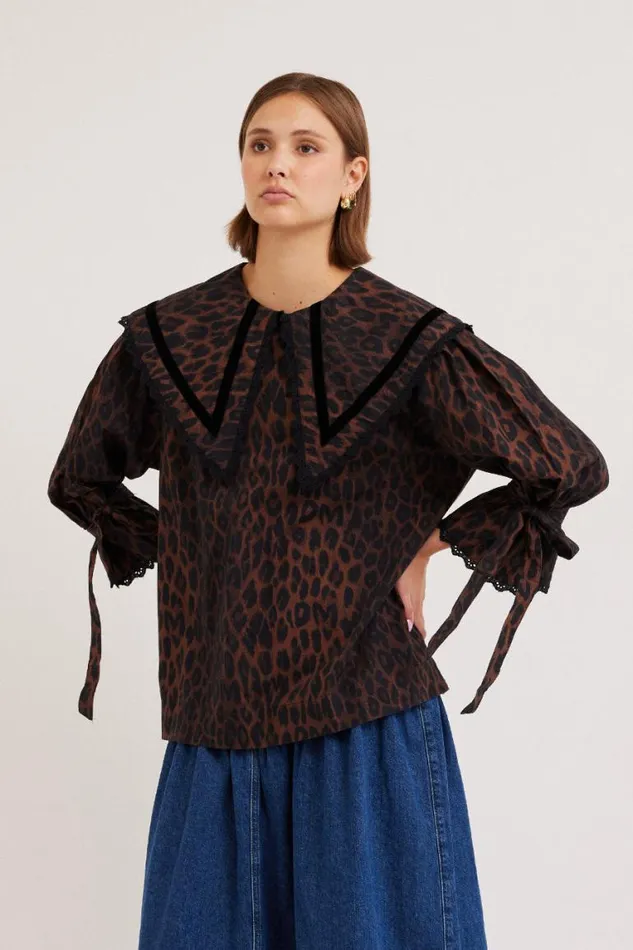 Women Damson Madder Occasion Wear Candice Blouse 8211 Leopard