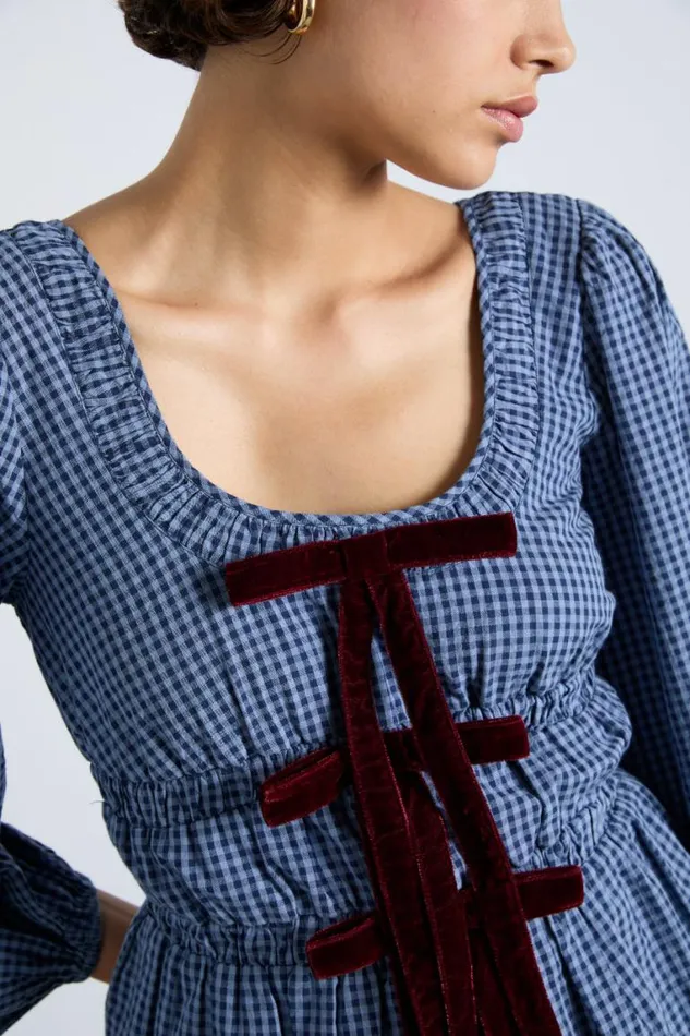 Women Damson Madder Occasion Wear Dakota Blouse 8211 Blue Check
